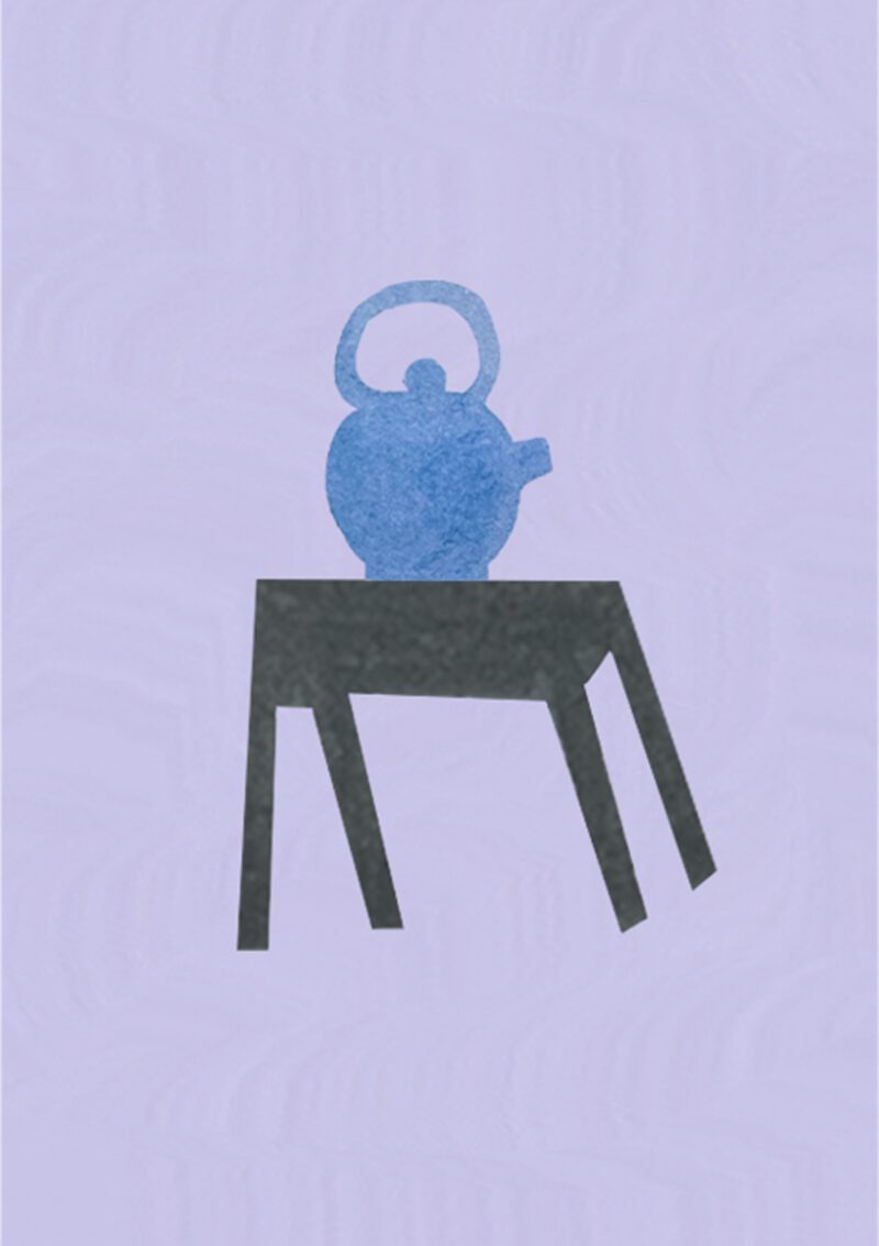 Tepotte på et bord.